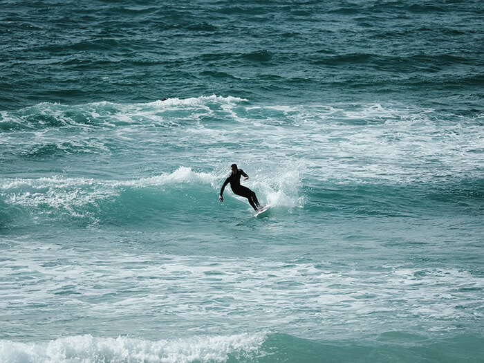 Surfing on Fistral beach